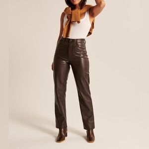 Curve love 90s high rise Abercrombie vegan leather chocolate pants size 27